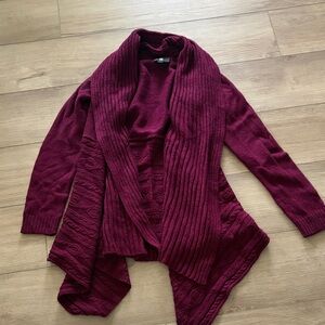 Iz Byer Burgundy Open Front Cardigan